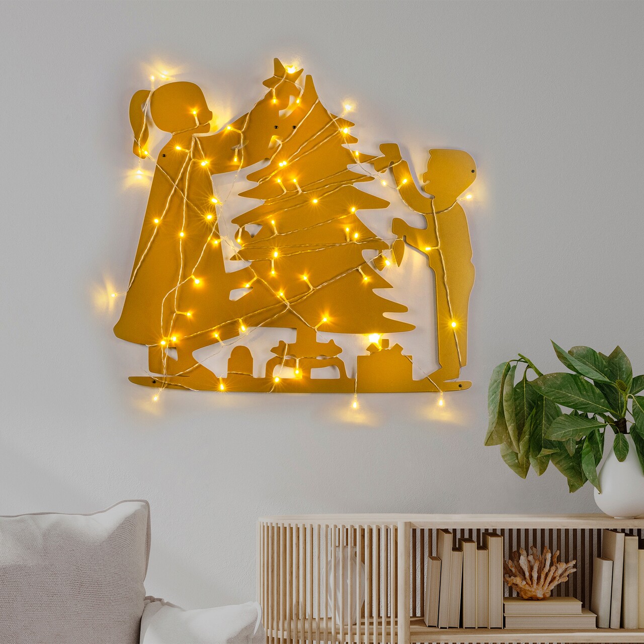 Decoratiune de luminoasa XMASGOLD-016, Tanelorn, 39x64 cm, metal, auriu - imagine 7